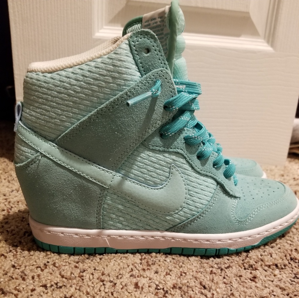 Teal Nike wedge sneakers